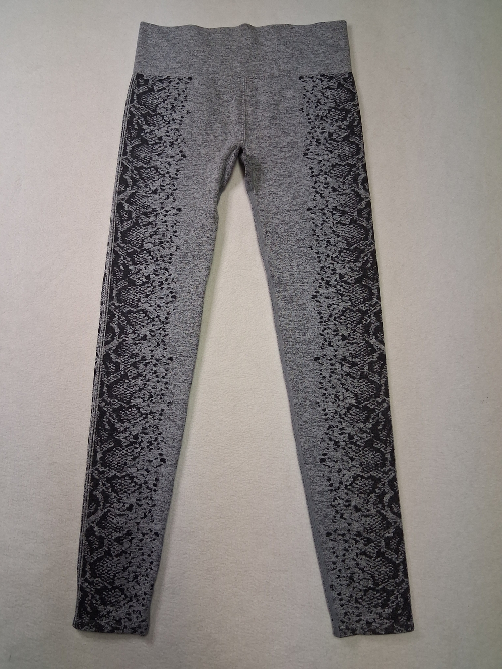 Forever 21 Grey Leggings with Black Snake-Print Panels